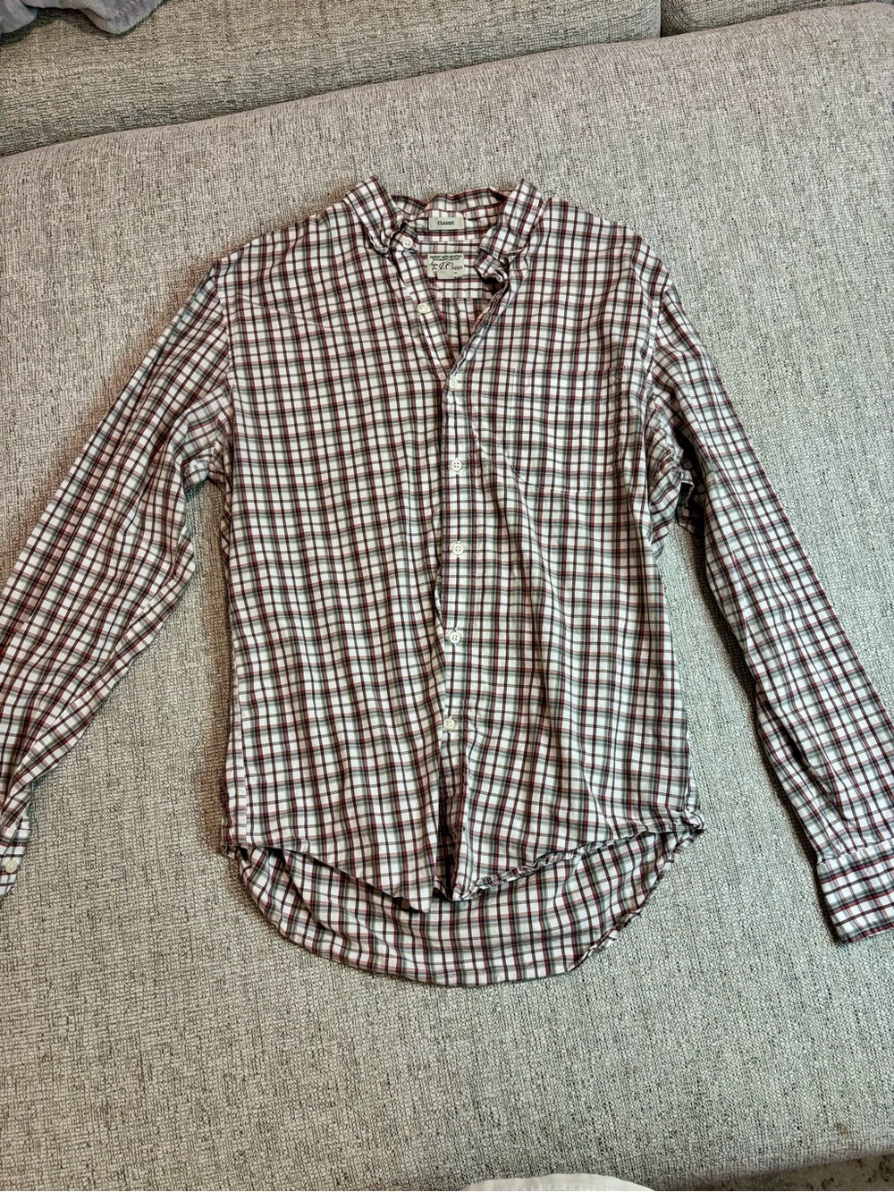 J. Crew Men's Plaid Button-Down Shirt in White and Brown